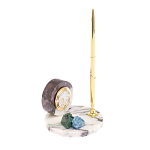 Часы настольные с шариковой металлической ручкой из натурального камня Stone Clock варинант исполнения - 2 | Loft Concept в Брянске