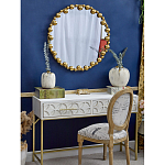 Зеркало круглое в фактурной золотистой раме из металла Mirror Golden Placer варинант исполнения - 2 | Loft Concept в Брянске