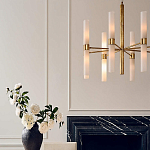 Люстра золотая с 16-ю тонкими цилиндрическими плафонами Shoulders варинант исполнения - 3 | Loft Concept в Брянске