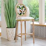 Барный стул золотистый из натурального бука с изображением птицы и цветов Blooming Birds варинант исполнения - 2 | Loft Concept в Брянске