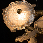 Люстра подвесная круглая с ветвистыми бронзовыми элементами и стеклянными рифлеными дисками Textured Glass Chandelier варинант исполнения - 5 | Loft Concept в Брянске