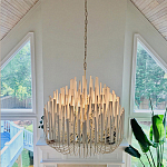 Люстра белая с несколькими ярусами деревянных палочек Bright Wooden Chandelier варинант исполнения - 2 | Loft Concept в Брянске