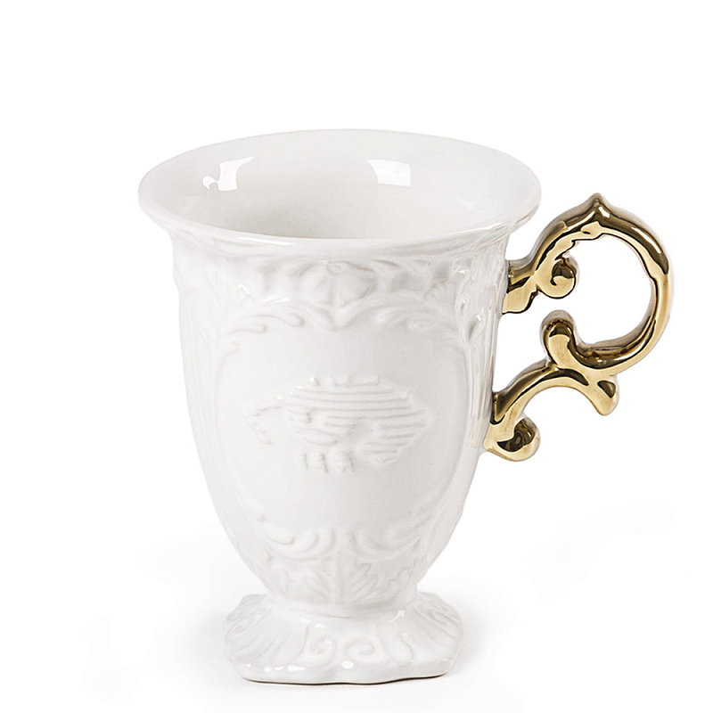 Кружка Seletti I-Mug Gold Белый Золотой в Брянске | Loft Concept 
