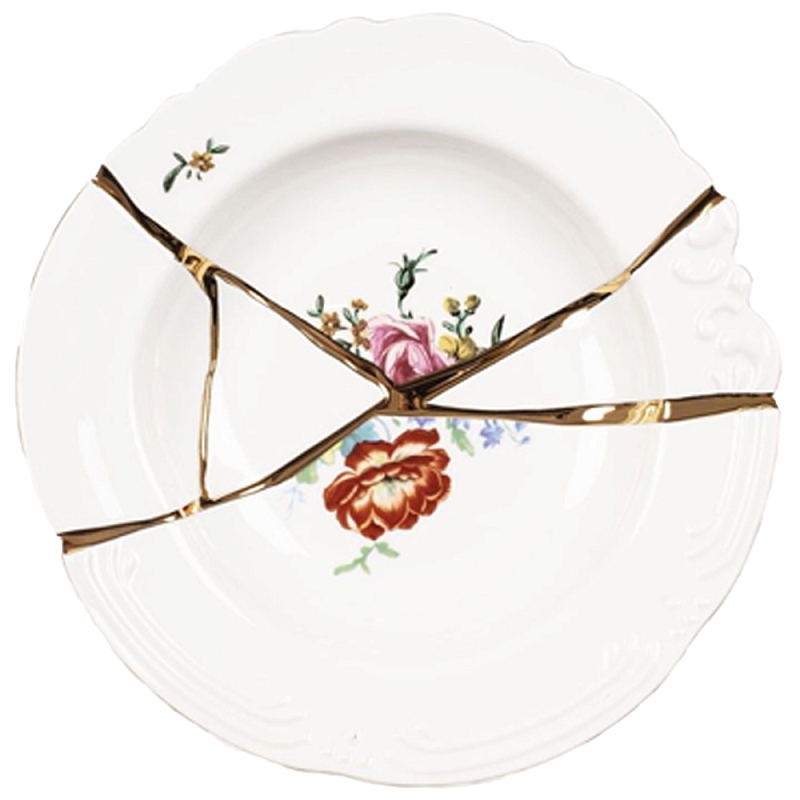 Тарелка глубокая Seletti Kintsugi Белый Золотой Мульти Тарелка глубокая Seletti Kintsugi Белый Золотой Мульти в Брянске | Loft Concept
