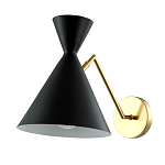 Бра черного цвета с конусообразным плафоном на золотом основании Loft Metal варинант исполнения - 1 | Loft Concept в Брянске