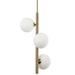Подвесной светильник с 3-мя сферическими плафонами из матового стекла Pearls Suspension Brass Tube Hanging Lamp варинант исполнения - 1 | Loft Concept в Брянске