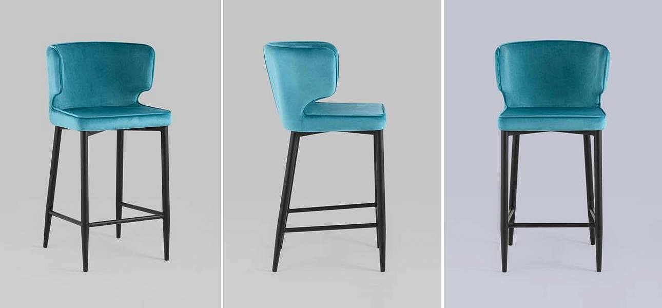 Стул Полубарный Chair посадка 65 см Бирюзовый Велюр Стул Полубарный Chair посадка 65 см Бирюзовый Велюр - Loft-Concept в Брянске