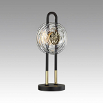 Настольная лампа черного цвета с круглым прозрачным стеклянным плафоном Virelia  варинант исполнения - 3 | Loft Concept в Брянске