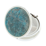 Таблетница карманная круглая с 3-мя отделениями и накладкой из натурального камня Апатит Голубой Silver Stone Pillboxes варинант исполнения - 2 | Loft Concept в Брянске