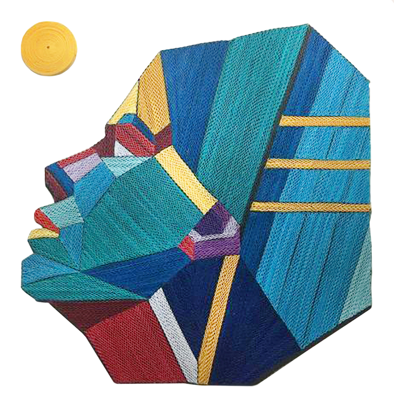 Арт объект на стену из нитей Девушка и Солнце wall panel Girl and Sun Бирюзовый Коричневый в Брянске | Loft Concept 