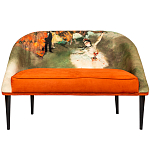 Диван двухместный из натурального бука оранжевый с цветным принтом Impressionism in Art варинант исполнения - 1 | Loft Concept в Брянске