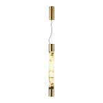 Подвесной светильник цилиндрической формы с плафоном из алебастра и металлическими торцами Латунь 60 см Cryptocrystalline Stone варинант исполнения - 2 | Loft Concept в Брянске