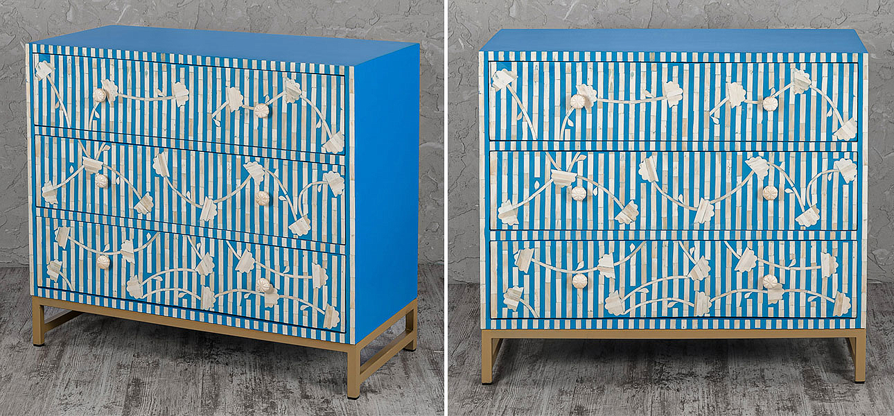 Комод синий инкрустация костью Blue Flowers Комод синий инкрустация костью Blue Flowers - Loft-Concept в Брянске