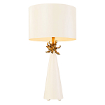 Настольная лампа с декоративным элементом золотого цвета и цилиндрическим абажуром из папье-маше светлого оттенка Flambeau варинант исполнения - 1 | Loft Concept в Брянске