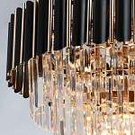 Люстра из черного металла с многоярусными подвесками из прозрачного хрусталя на золотой цепи Empire Black Chandelier Crystal варинант исполнения - 6 | Loft Concept в Брянске