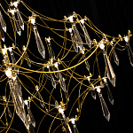 Люстра подвесная с изогнутым металлическим каркасом и множеством хрустальных подвесок Золото Диаметр 80 см Quasar варинант исполнения - 1 | Loft Concept в Брянске