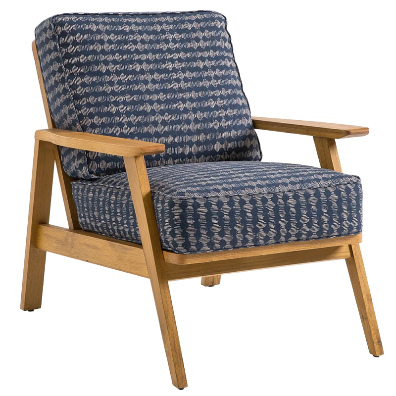 Кресло с каркасом из массива дуба Deniaud Oak Blue Print Armchair Синий Древесина Кресло с каркасом из массива дуба Deniaud Oak Blue Print Armchair Синий Древесина в Брянске | Loft Concept