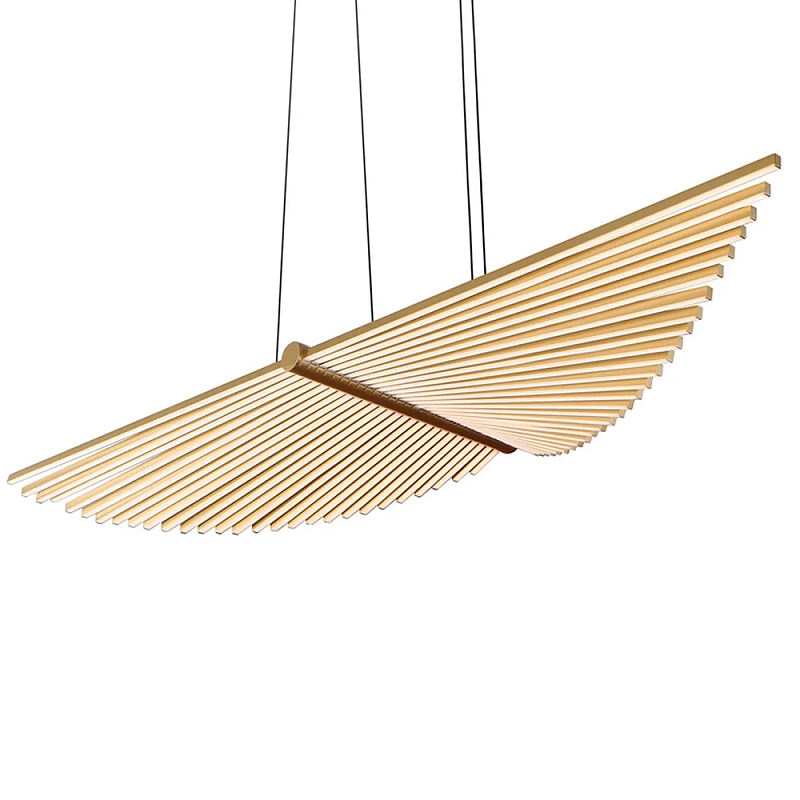 Люстра в виде распахнутых крыльев из тонких металлических планок Flight of Freedom Черный Золотой в Брянске | Loft Concept 