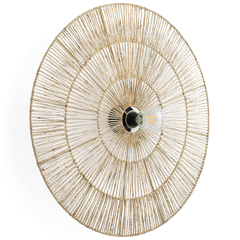 Круглый настенный светильник с декором из пеньковой веревки Alano Wall Lamp Бежевый Круглый настенный светильник с декором из пеньковой веревки Alano Wall Lamp Бежевый в Брянске | Loft Concept