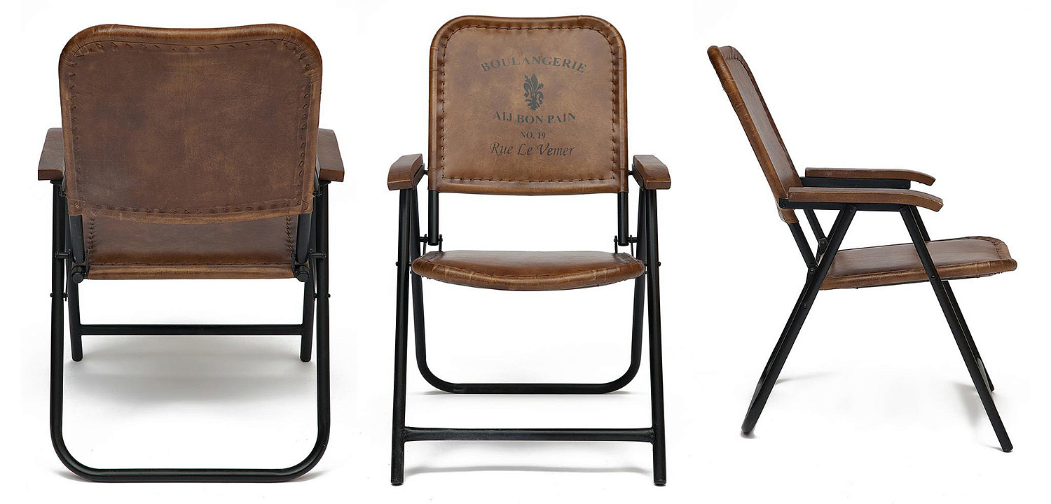 Складной кожаный стул Industrial Folding buffalo leather chair Складной кожаный стул Industrial Folding buffalo leather chair - Loft-Concept в Брянске