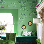 Обои ручная роспись Silk Tree Colourway SC-92 on Emerald Green dyed silk варинант исполнения - 2 | Loft Concept в Брянске