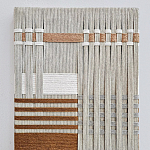 Панно из шнура Бежевая геометрическая абстракция wall panel line beige  варинант исполнения - 1 | Loft Concept в Брянске