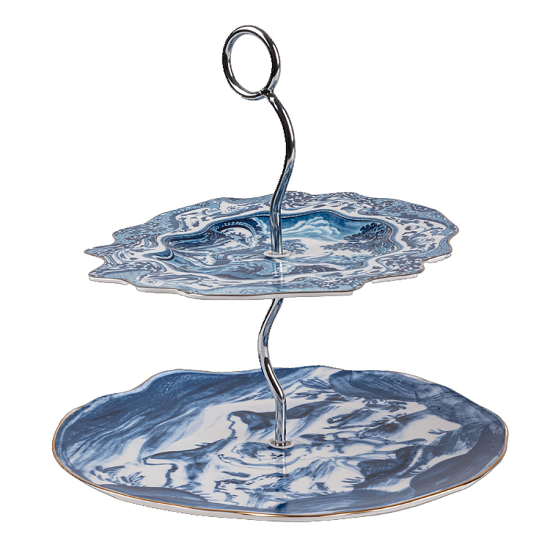 Сервировочная подставка Seletti Cake Stand Белый Синий в Брянске | Loft Concept 