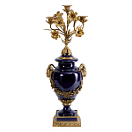 Подсвечник из темно-синего фарфора с бронзовыми элементами и цветами Eden Garden варинант исполнения - 1 | Loft Concept в Брянске