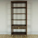 Стеллаж Elsa Dreams Walnut со стеклянными полками и ящиком варинант исполнения - 4 | Loft Concept в Брянске