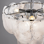 Люстра из белых стеклянных дисков на серебрянном каркасе White Glowing Reflectors варинант исполнения - 5 | Loft Concept в Брянске