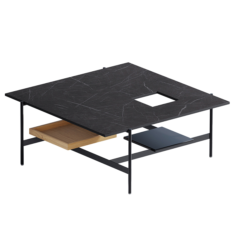 Karat журнальный столик цвета тёмный камень с съемным подносом Серый Черный в Брянске | Loft Concept 