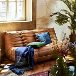 Дизайнерский кожаный диван коричневый без подлокотников Aveline Leather Sofa варинант исполнения - 6 | Loft Concept в Брянске