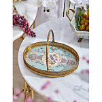 Блюдо овальное с ручкой и голубым фарфоровым дном с цветочным рисунком Blue Garden варинант исполнения - 3 | Loft Concept в Брянске