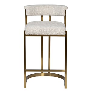 Стул барный букле бежевый с каркасом цвета матовое золото Tactility