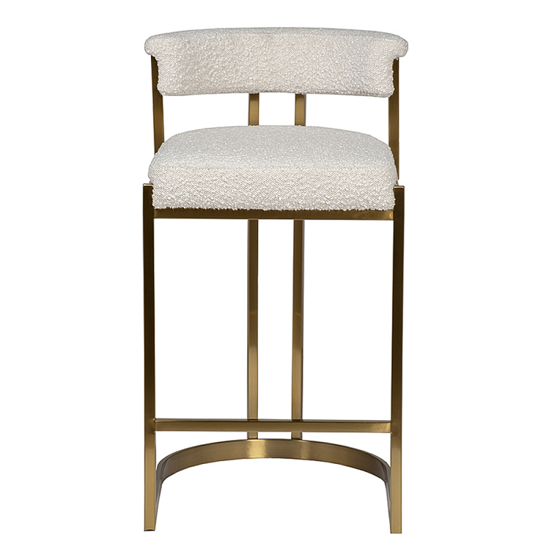 Стул барный букле бежевый с каркасом цвета матовое золото Tactility Бежевый матовое золото в Брянске | Loft Concept 
