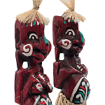 Комплект из 2-х деревянных статуэток Asmat Straw Headdress Statuettes Red Turquoise варинант исполнения - 3 | Loft Concept в Брянске