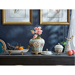 Блюдо овальное из голубого фарфора с ручками в виде бабочек и цветочным рисунком Blue Garden варинант исполнения - 4 | Loft Concept в Брянске