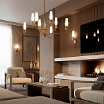 Люстра на штанге с 8-ю цилиндрическими матовыми плафонами и шарами из камня Orb Essence варинант исполнения - 9 | Loft Concept в Брянске