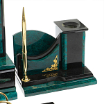 Настольный письменный набор из змеевика тёмно-зелёного цвета с декором в виде орла Successful Leader варинант исполнения - 5 | Loft Concept в Брянске