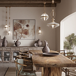 Подвесной светильник с круглым прозрачным плафоном и декоративной каменной вставкой Tectona  варинант исполнения - 7 | Loft Concept в Брянске