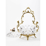 Конфетница с бронзовой ручкой и фарфоровой птичкой на крышке Eden Garden варинант исполнения - 2 | Loft Concept в Брянске