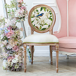Стул бежевый из натурального бука с изображением птиц и цветов Blooming Blue Birds варинант исполнения - 3 | Loft Concept в Брянске