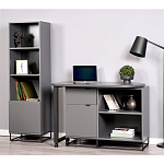 Стеллаж книжный цвета графит с 3-мя открытыми полками и дверкой Strict Lines варинант исполнения - 4 | Loft Concept в Брянске