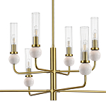 Люстра с 8-ю плафонами в форме стеклянных трубок и мраморных декоративных элементов Montreal варинант исполнения - 6 | Loft Concept в Брянске