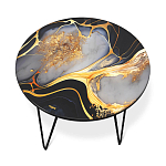 Стол журнальный с круглой столешницей из стекла Gold and Black Marble варинант исполнения - 2 | Loft Concept в Брянске