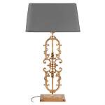 Настольная лампа на ажурном чугунном основании с тканевым серым абажуром Openwork Lamp варинант исполнения - 1 | Loft Concept в Брянске