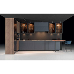 Комбинированный кухонный гарнитур сине-серого цвета с фасадом под дерево Benjamin Kitchen Set варинант исполнения - 4 | Loft Concept в Брянске