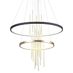 Люстра подвесная с 2-мя круглыми подвесами в черном и золотистом цвете и вертикальными подвесками Ring Horizontal варинант исполнения - 1 | Loft Concept в Брянске