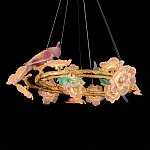 Люстра круглая на золотом каркасе с птичками и цветочным декором Miscellaneous herbs варинант исполнения - 4 | Loft Concept в Брянске