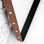 Зеркало прямоугольное в металлической раме с кожаной отделкой Loft in Reflection варинант исполнения - 3 | Loft Concept в Брянске